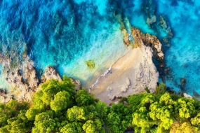 Croatia. Coast as a background from top view. Turquoise water background from top view. Summer seascape from air. Travel - image